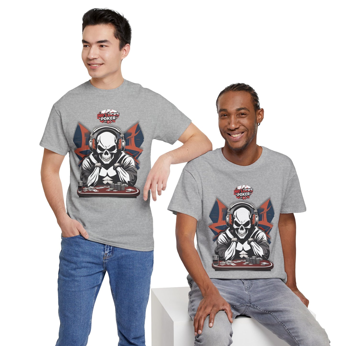 No Lucks Given – Hero/Villain Poker Skull Tee (Headphones Edition)