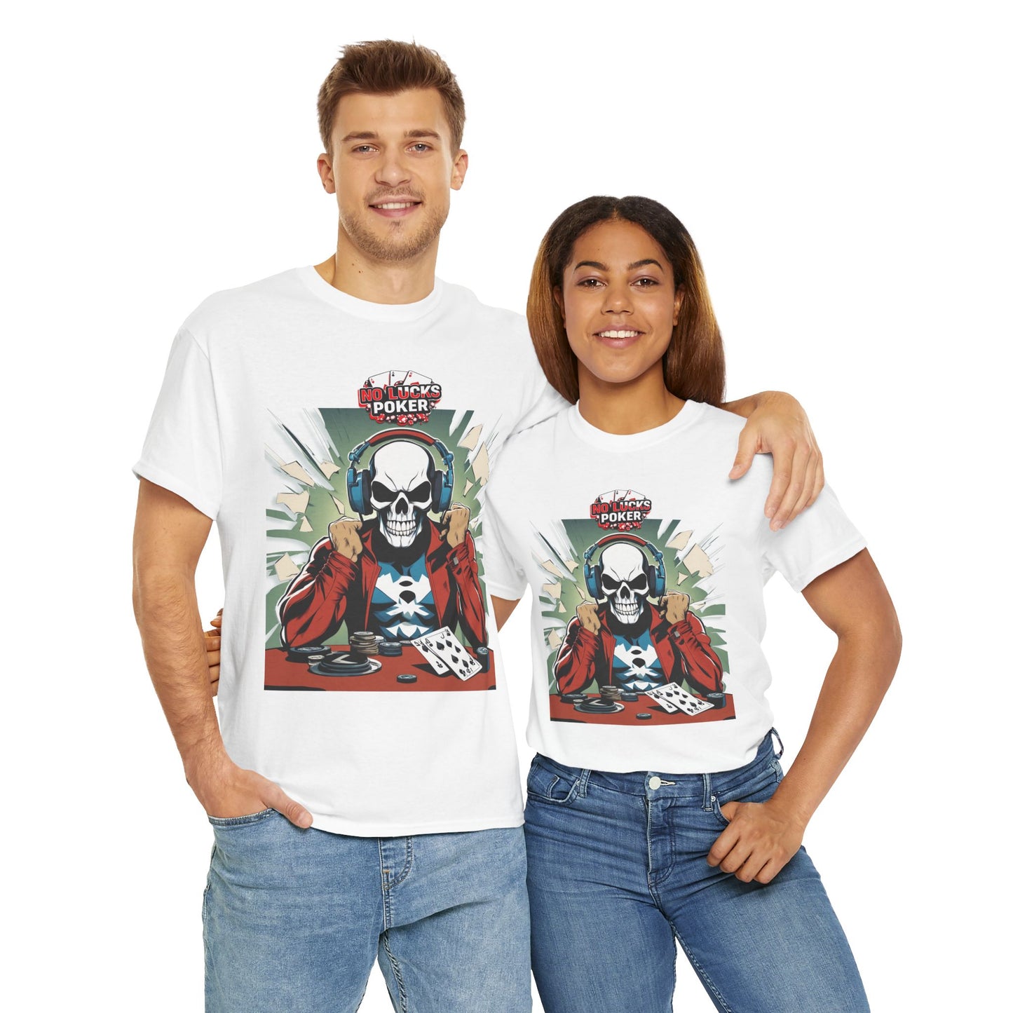 No Lucks Given – Poker Skull w/ Headphones Tee (Hero/Villain Edition)
