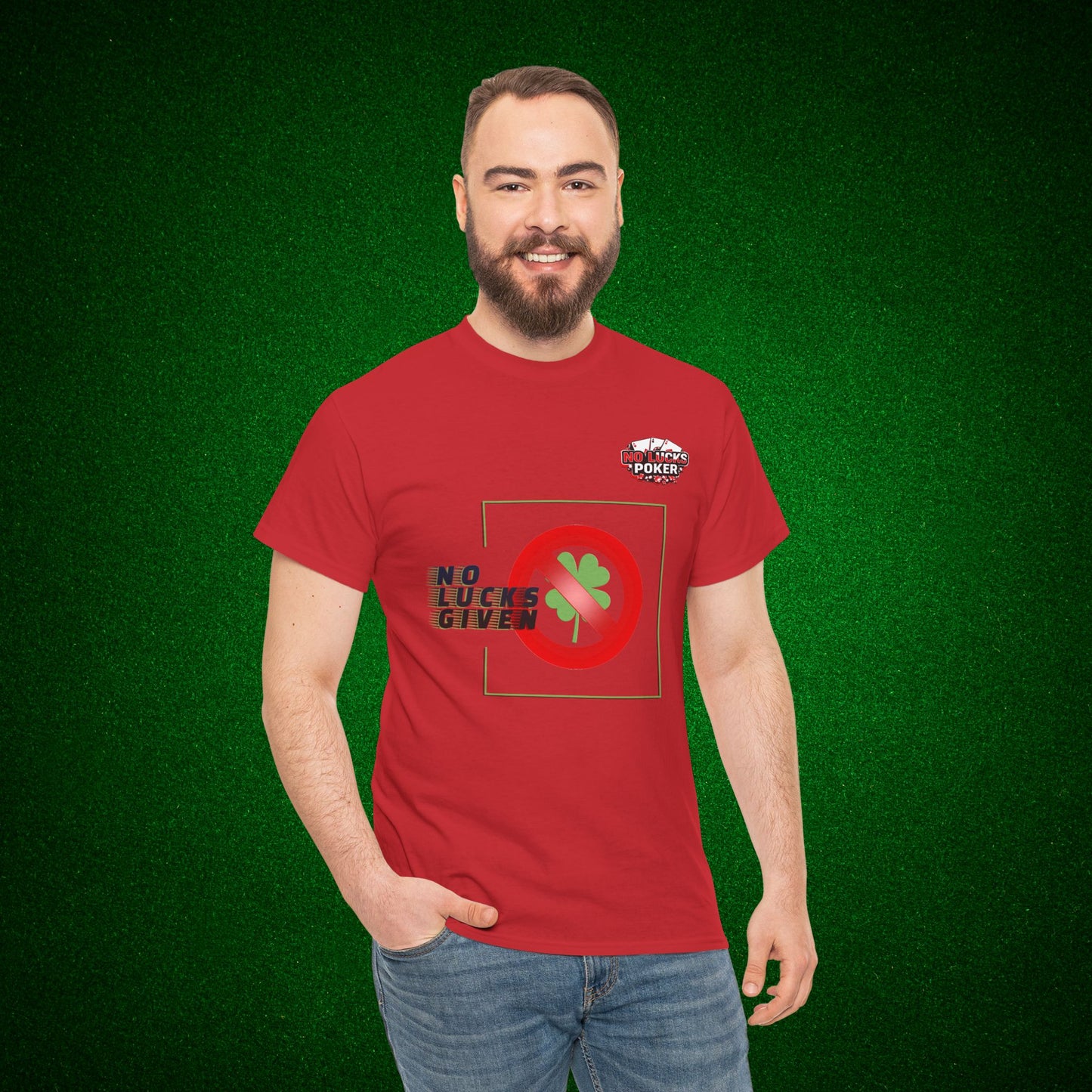 No Lucks Given Large Clover Poker T-Shirt Good Luck All-in