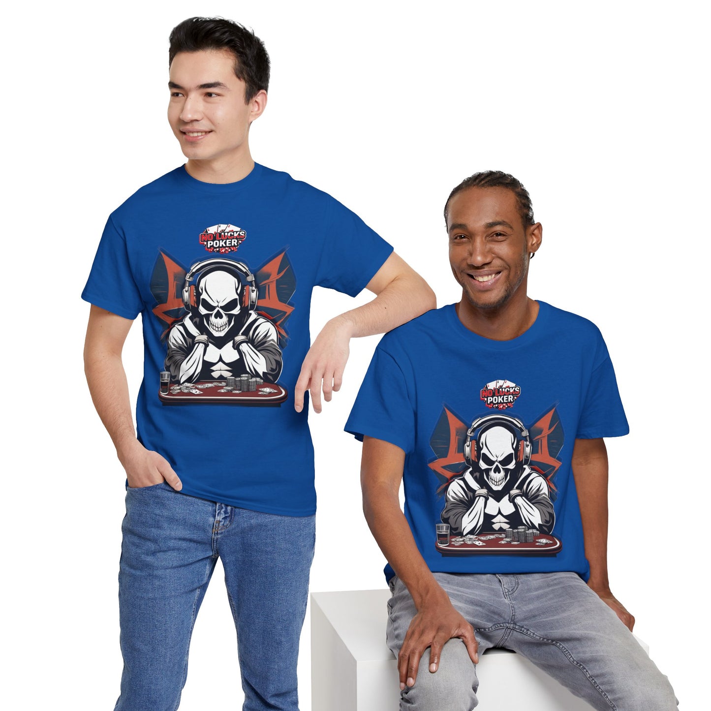 No Lucks Given – Hero/Villain Poker Skull Tee (Headphones Edition)