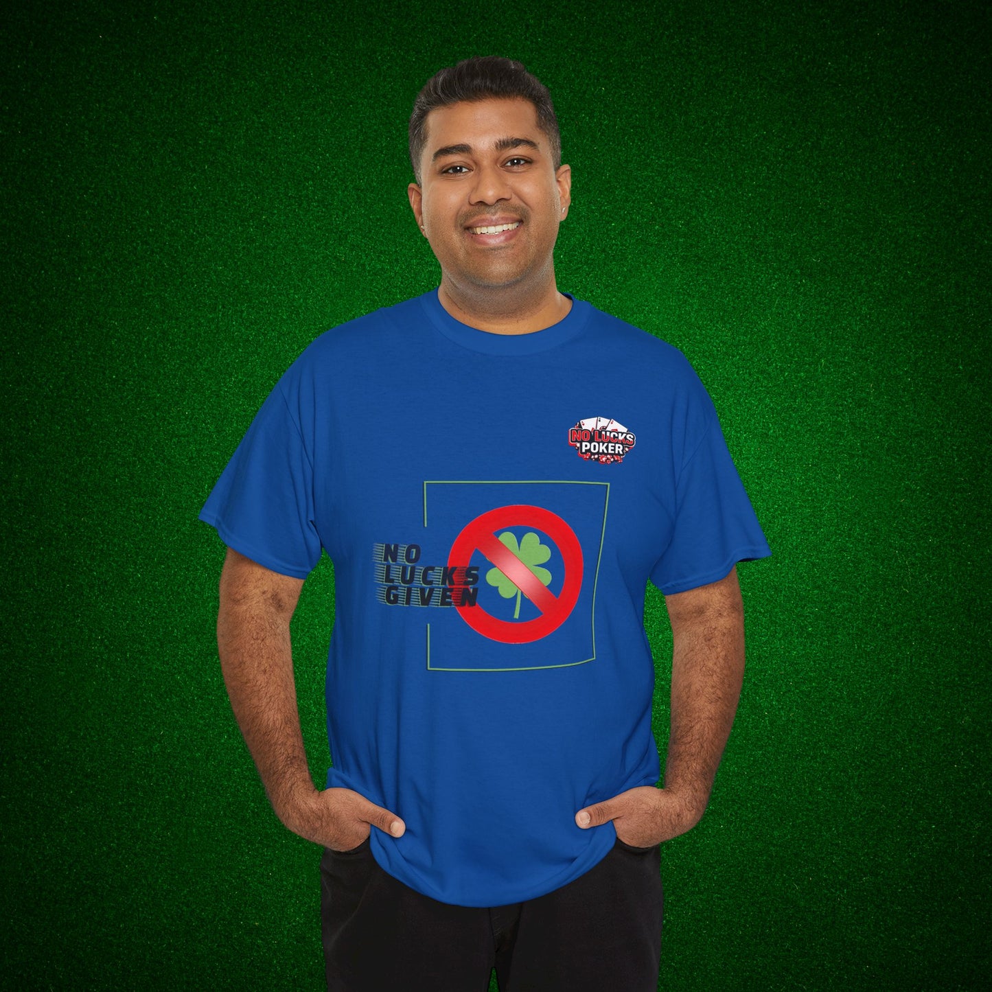 No Lucks Given Large Clover Poker T-Shirt Good Luck All-in