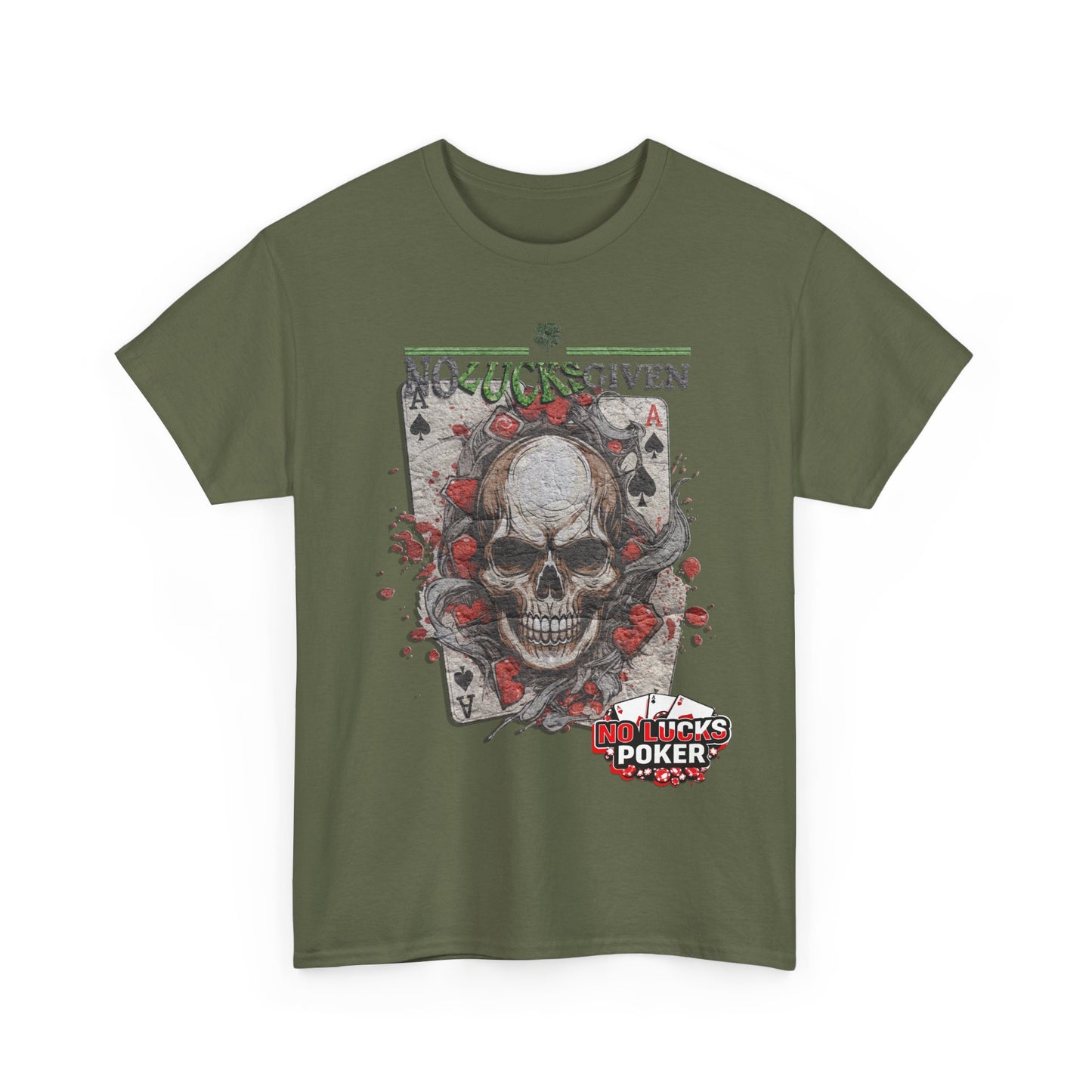 No Lucks Given Skull Breaking thru Ace of Spades T-Shirt Must have Good Luck All-in