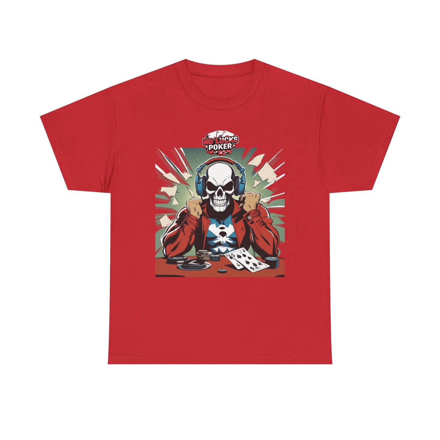 No Lucks Given – Poker Skull w/ Headphones Tee (Hero/Villain Edition)