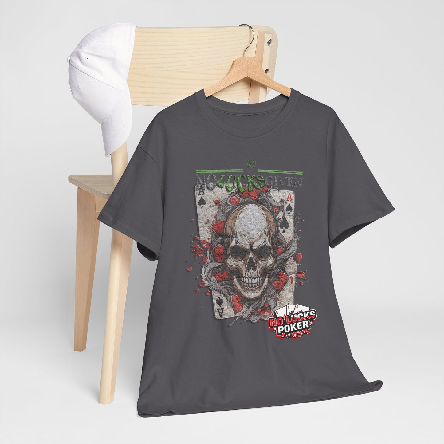 No Lucks Given Skull Breaking thru Ace of Spades T-Shirt Must have Good Luck All-in