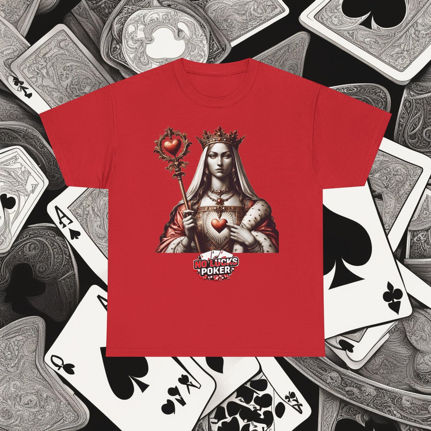 Queen of Hearts Poker T-Shirt | Unisex Heavy Cotton Tee
