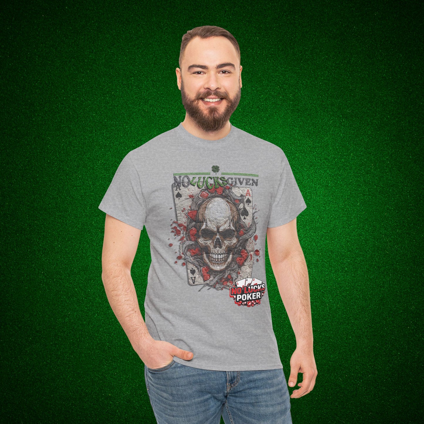 No Lucks Given Skull Breaking thru Ace of Spades T-Shirt Must have Good Luck All-in