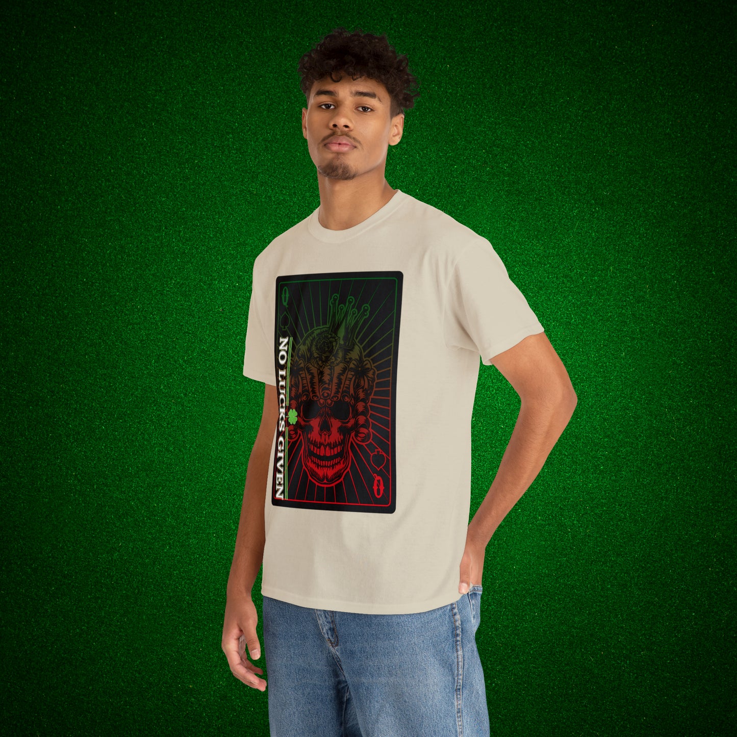No Lucks Given Angry Queen of Spades Green Red Poker T-Shirt Must have Good Luck All-in