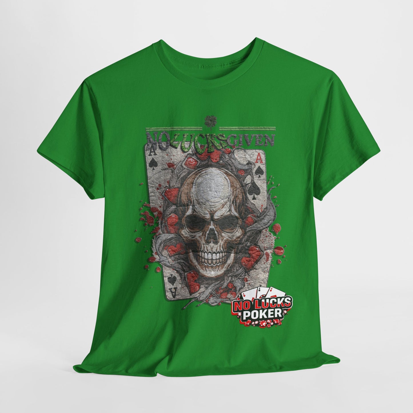 No Lucks Given Skull Breaking thru Ace of Spades T-Shirt Must have Good Luck All-in