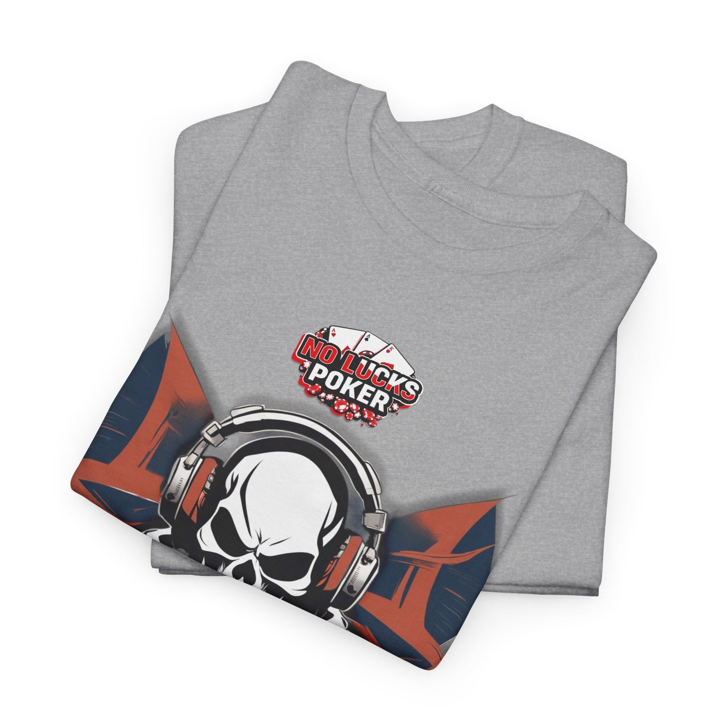 No Lucks Given – Hero/Villain Poker Skull Tee (Headphones Edition)