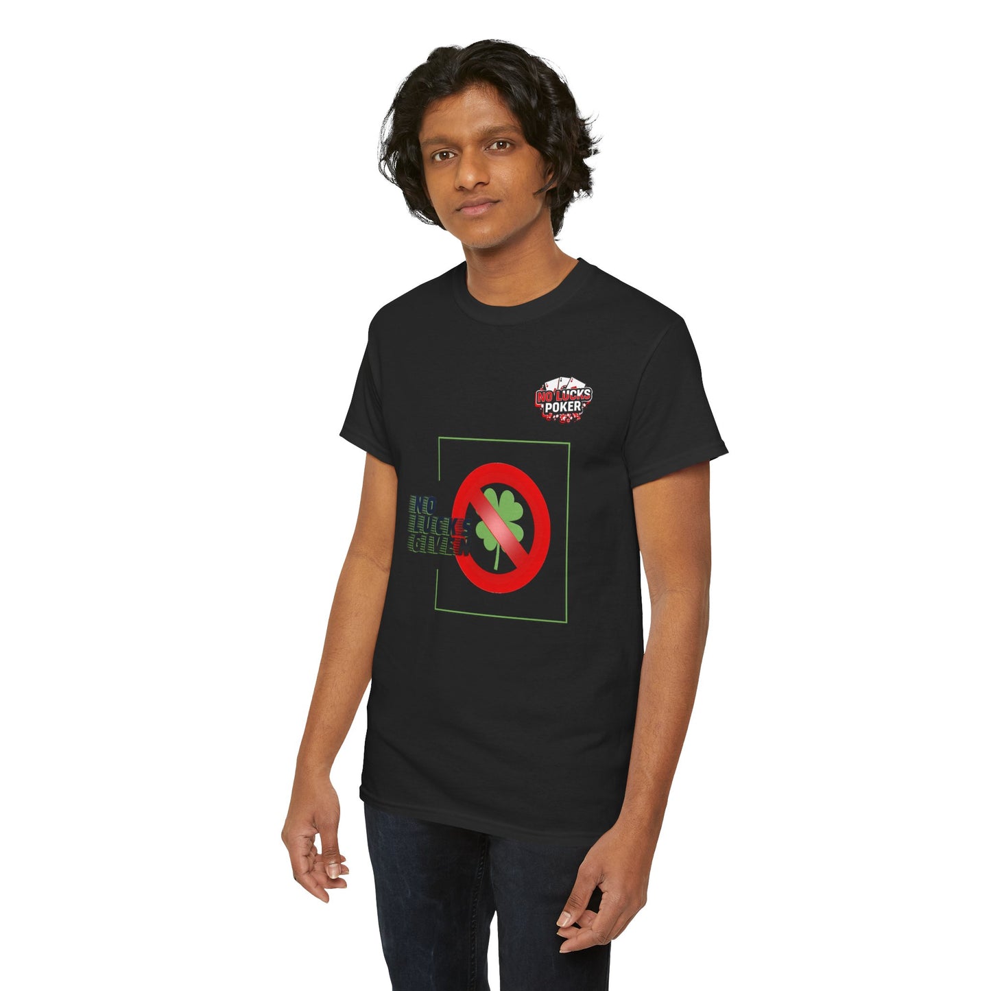 No Lucks Given Large Clover Poker T-Shirt Good Luck All-in