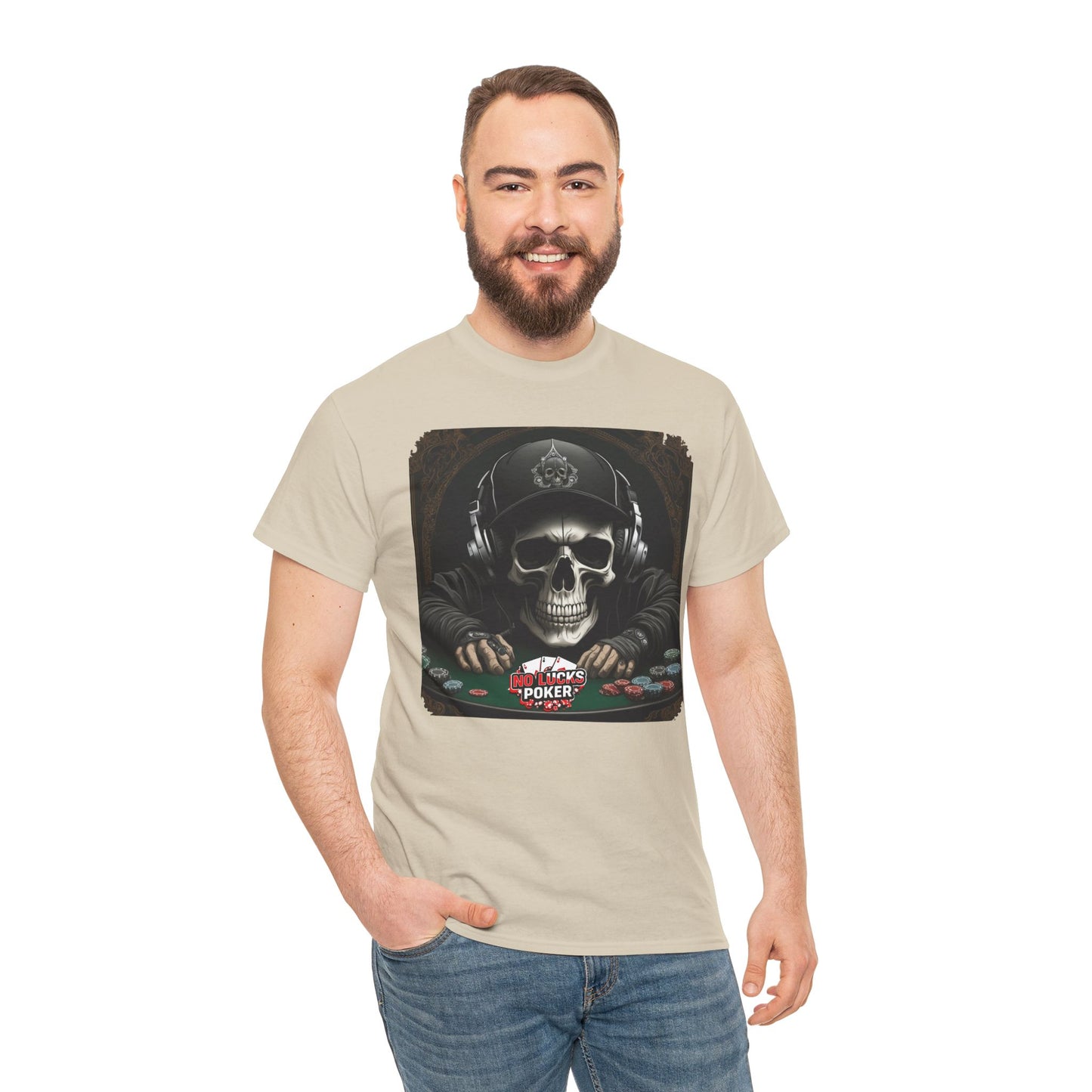 No Lucks Given – Hoodie Skull & Headphones Poker Tee