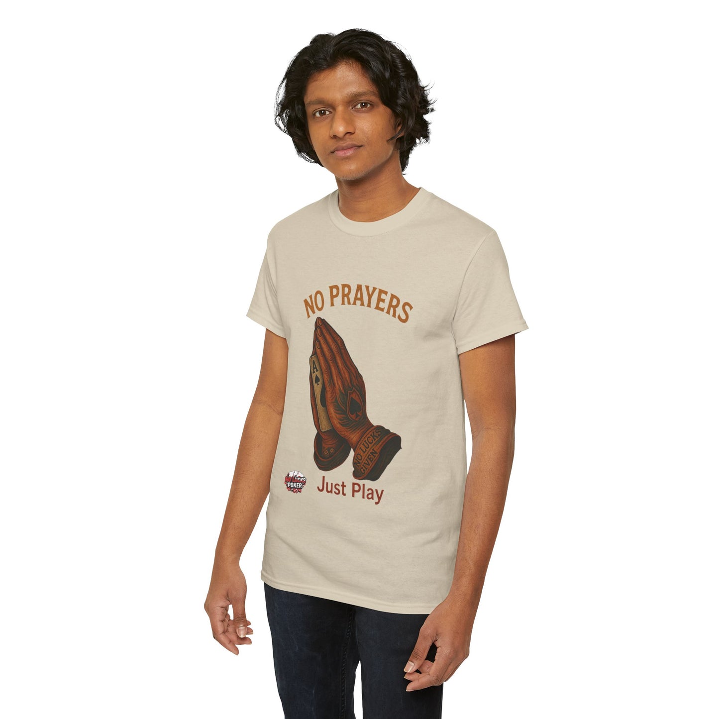 No Prayers Just Play Poker T-Shirt | Zero Lucks – Skill Over Superstition