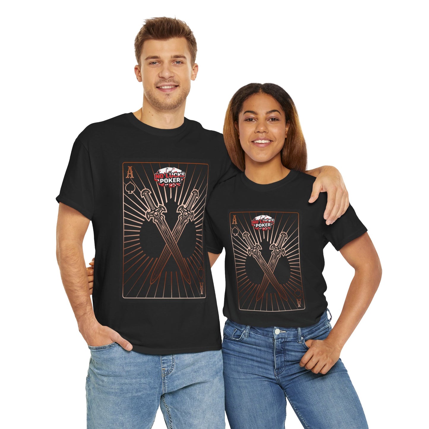 No Lucks Given – Ace of Spades & Crossed Swords Poker T-Shirt (Copper Edition)