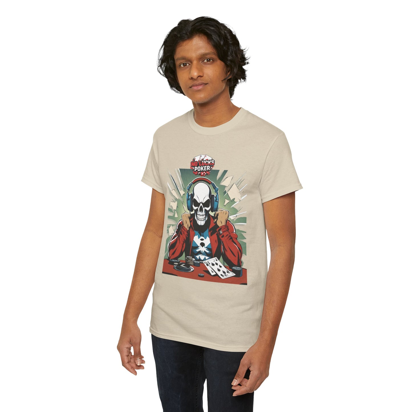 No Lucks Given – Poker Skull w/ Headphones Tee (Hero/Villain Edition)