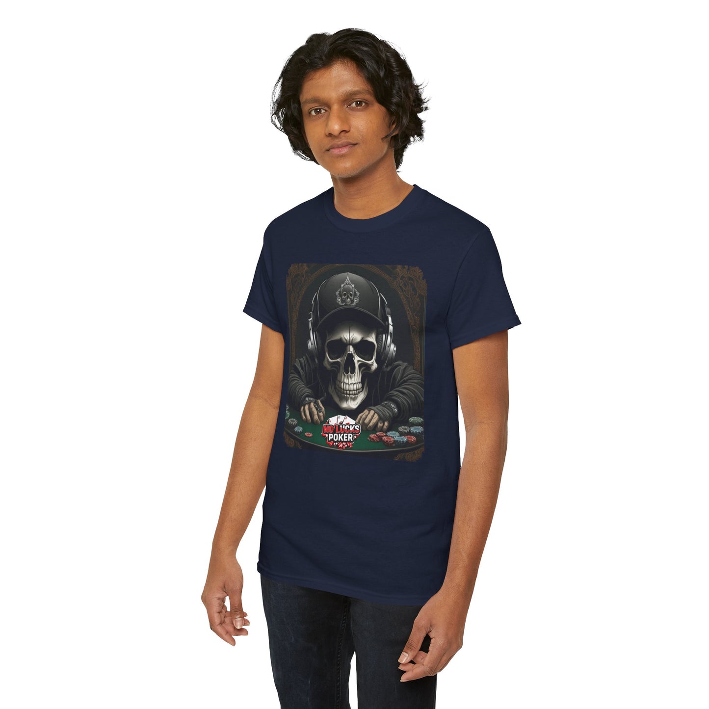 No Lucks Given – Hoodie Skull & Headphones Poker Tee
