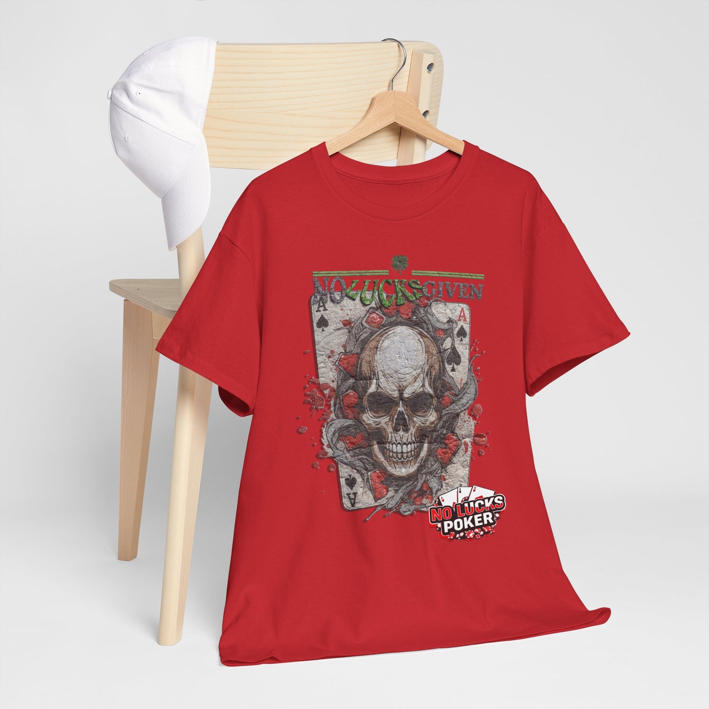 No Lucks Given Skull Breaking thru Ace of Spades T-Shirt Must have Good Luck All-in