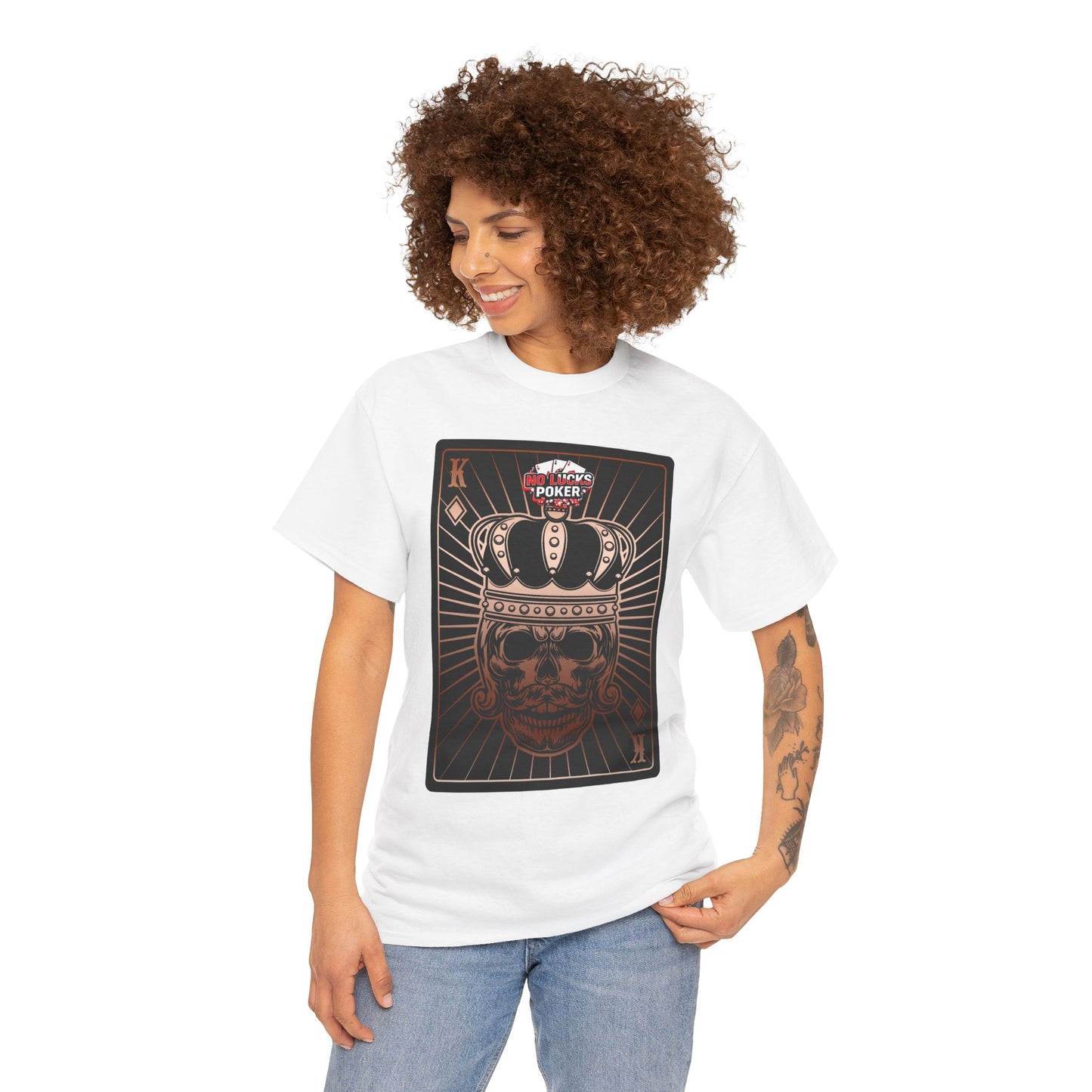 No Lucks Given Royal Skull King of Diamonds Copper Poker T-Shirt Must have Good Luck All-in