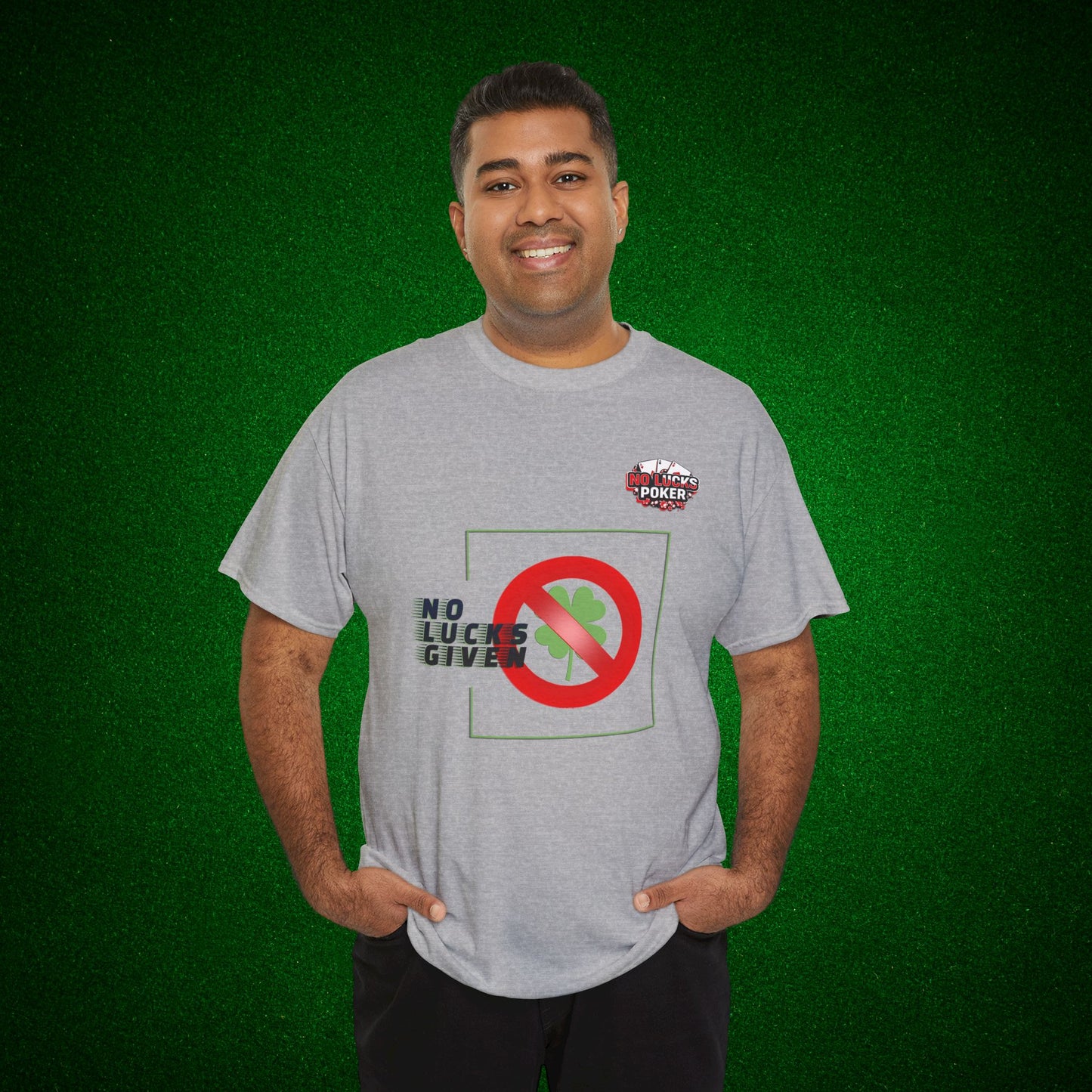 No Lucks Given Large Clover Poker T-Shirt Good Luck All-in