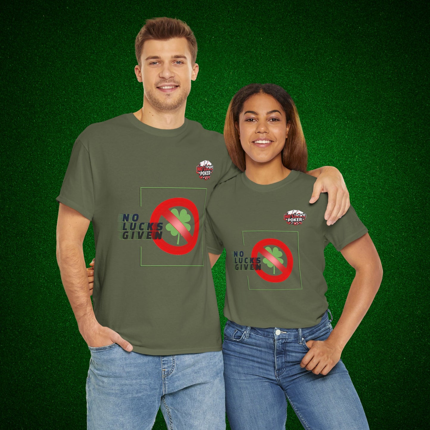No Lucks Given Large Clover Poker T-Shirt Good Luck All-in