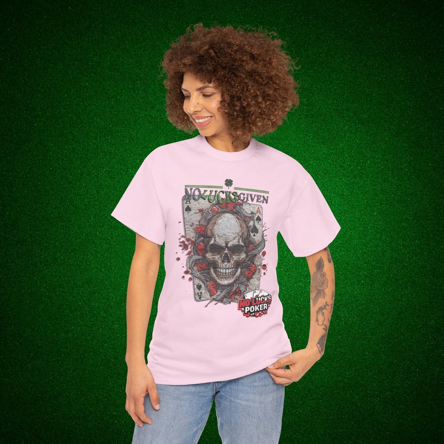 No Lucks Given Skull Breaking thru Ace of Spades T-Shirt Must have Good Luck All-in