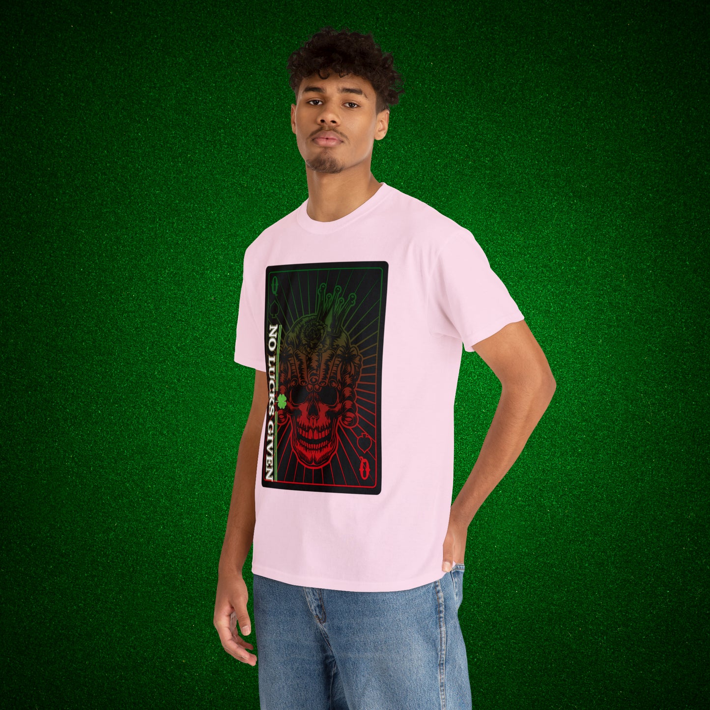 No Lucks Given Angry Queen of Spades Green Red Poker T-Shirt Must have Good Luck All-in