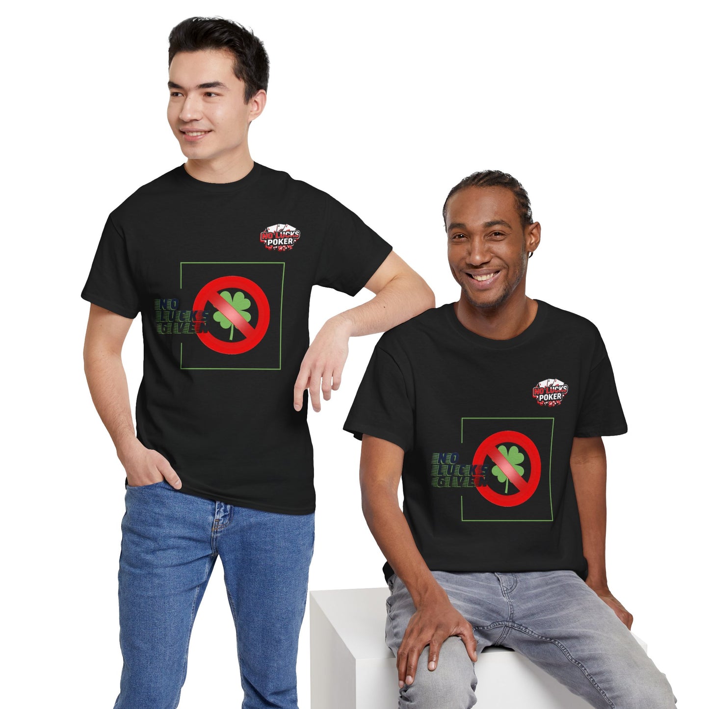 No Lucks Given Large Clover Poker T-Shirt Good Luck All-in