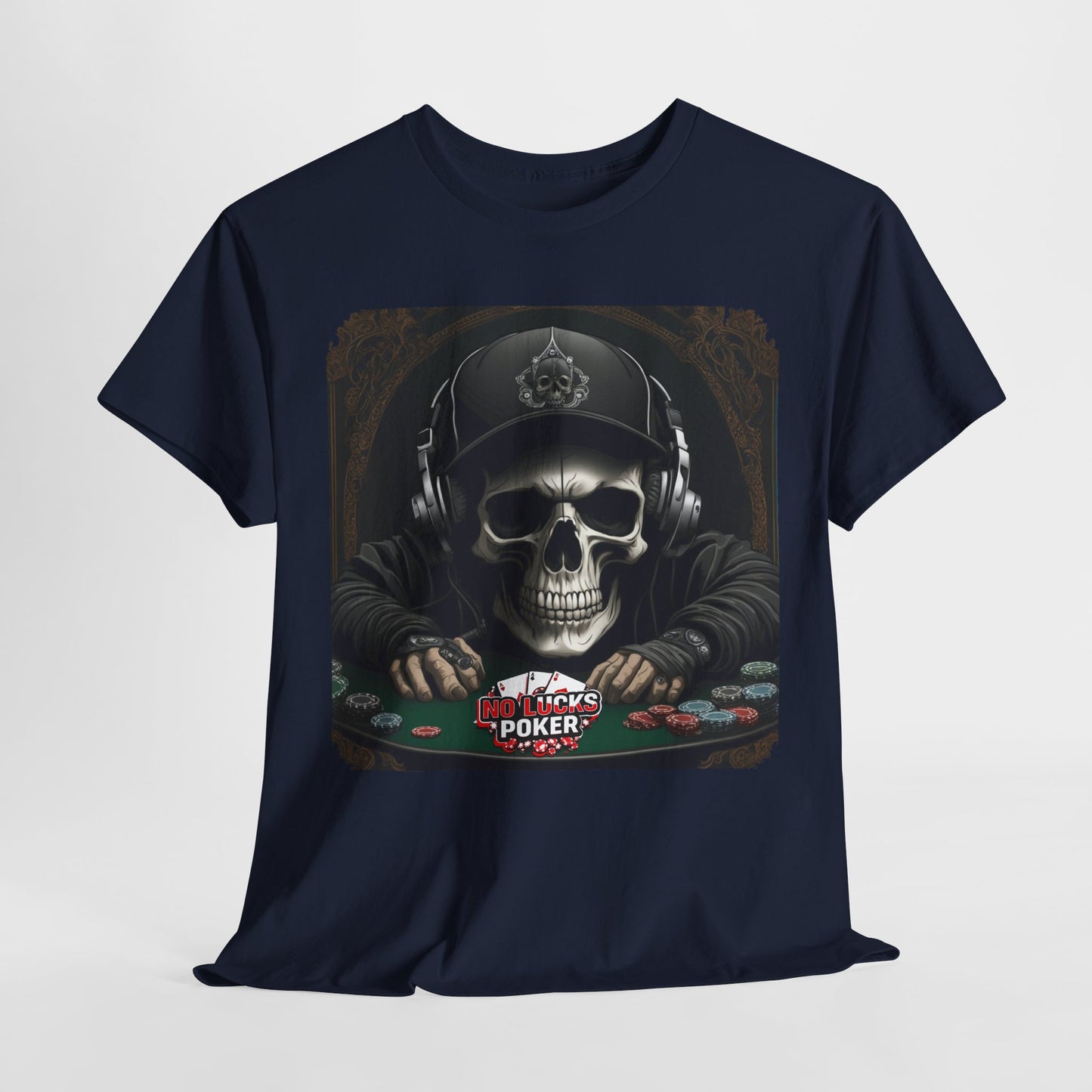 No Lucks Given – Hoodie Skull & Headphones Poker Tee