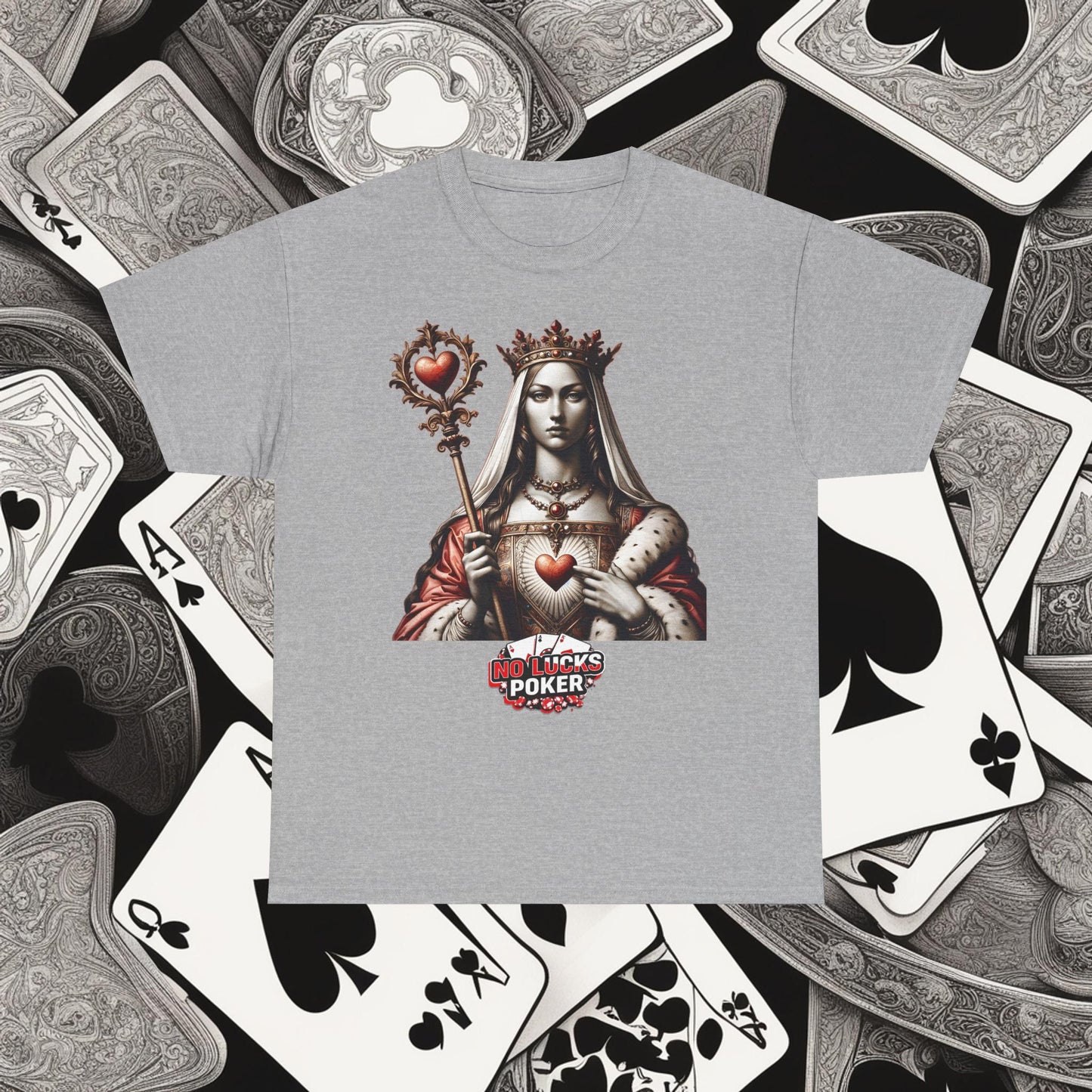 Queen of Hearts Poker T-Shirt | Unisex Heavy Cotton Tee