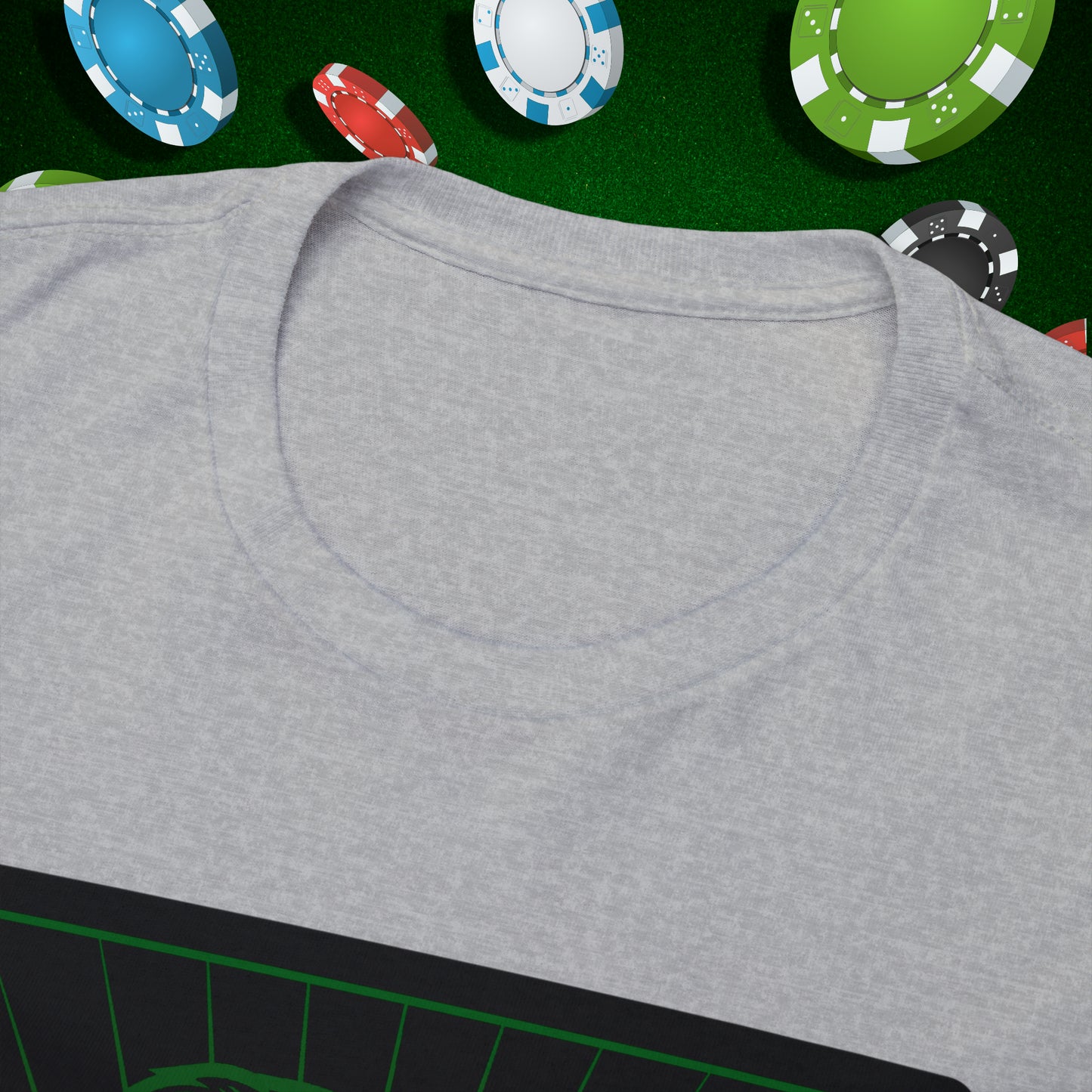 No Lucks Given Jack Skull in Crown of Clubs Green Red Poker T-Shirt Must have Good Luck All-in