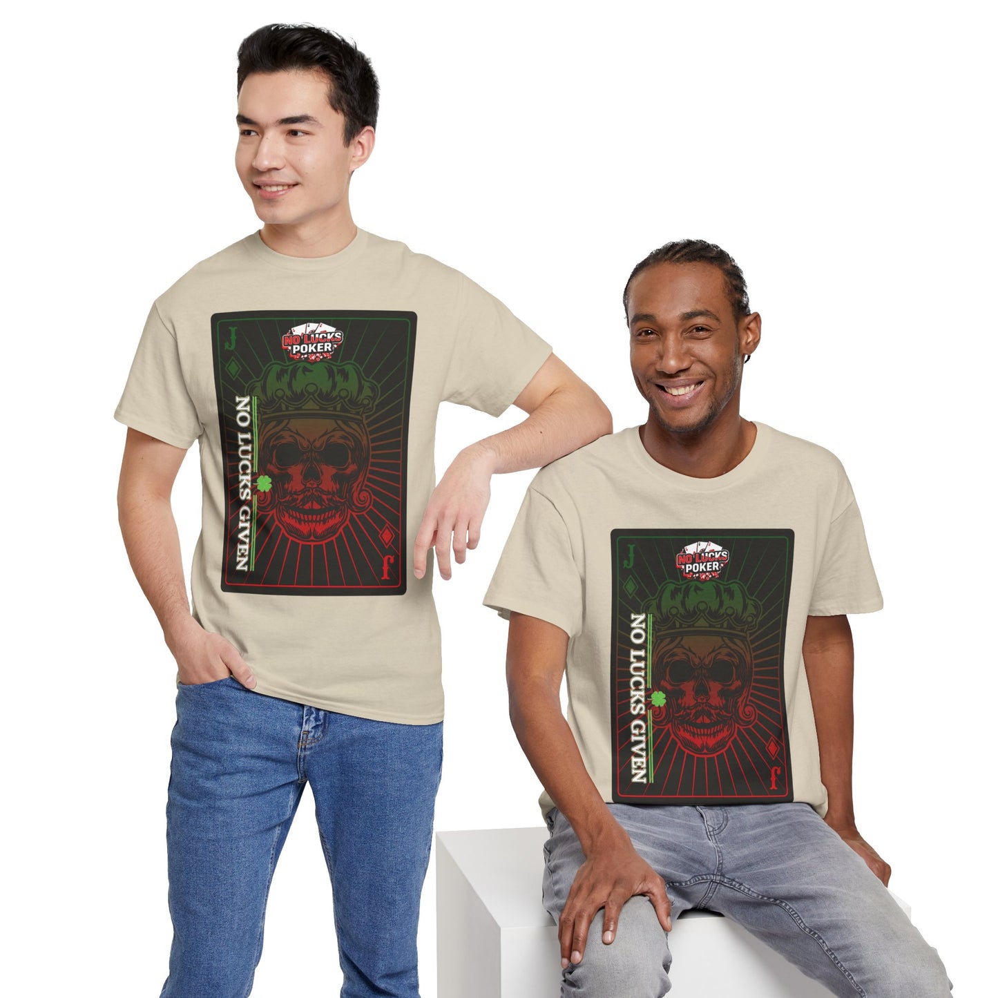 No Lucks Given – Jack Skull Crown Poker Tee (Green & Red Edition)