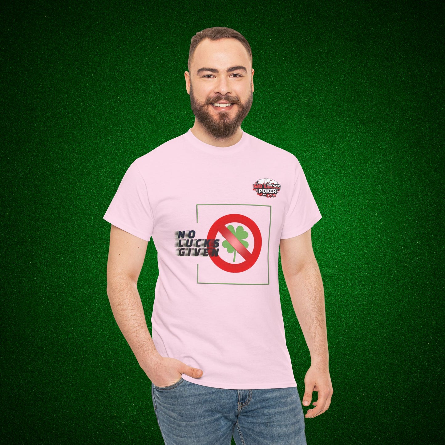 No Lucks Given Large Clover Poker T-Shirt Good Luck All-in
