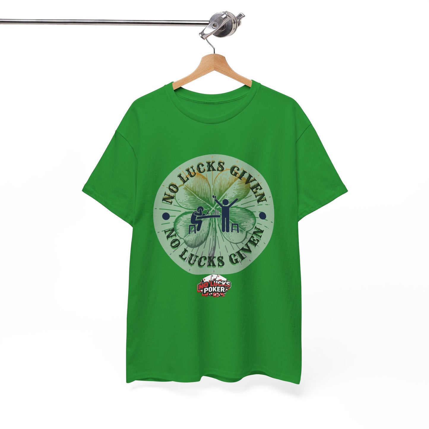 No Lucks Given – Large Clover Poker T-Shirt | Skill Over Luck