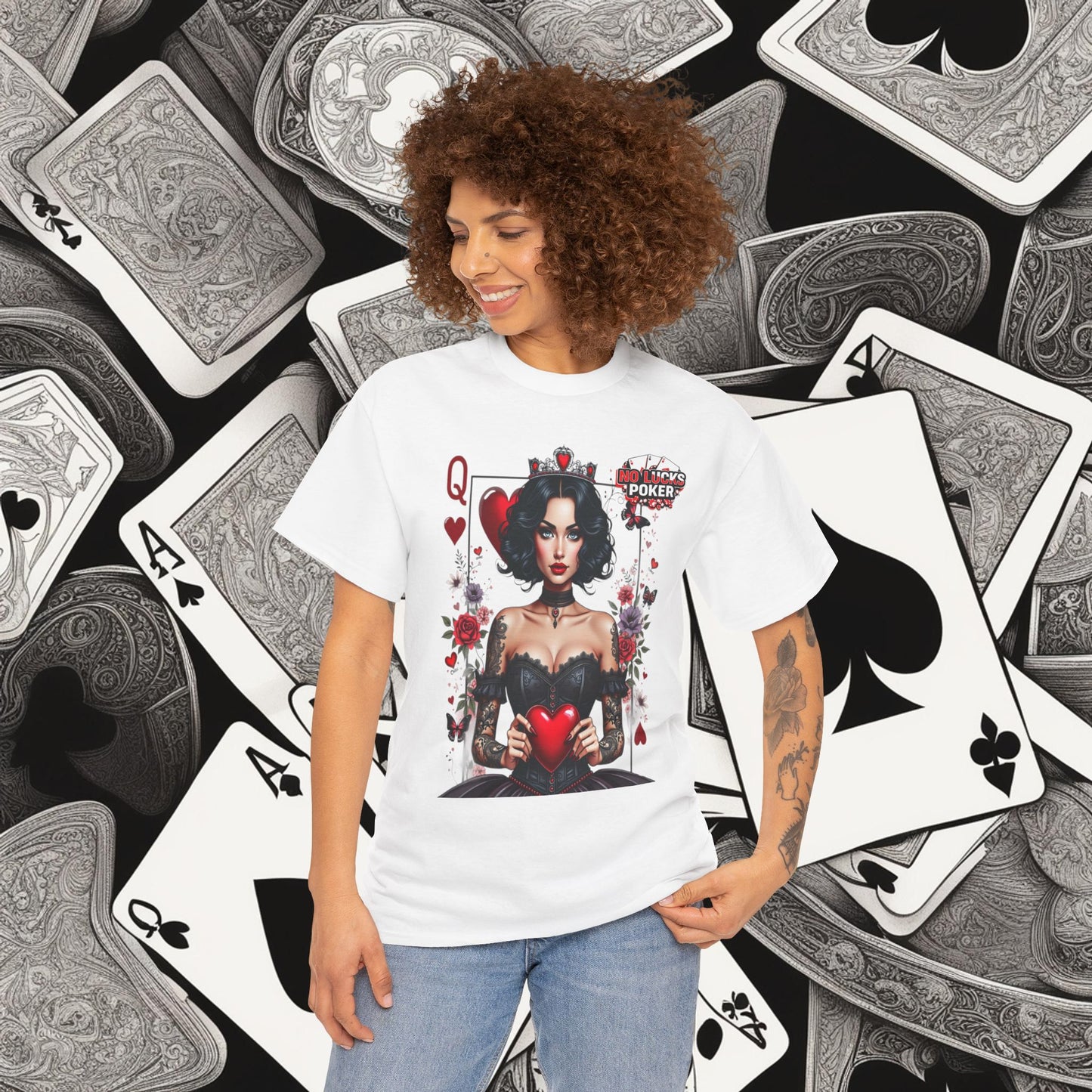 Gothic Queen of Hearts Poker T-Shirt | Dark Poker Apparel – Unisex Fit