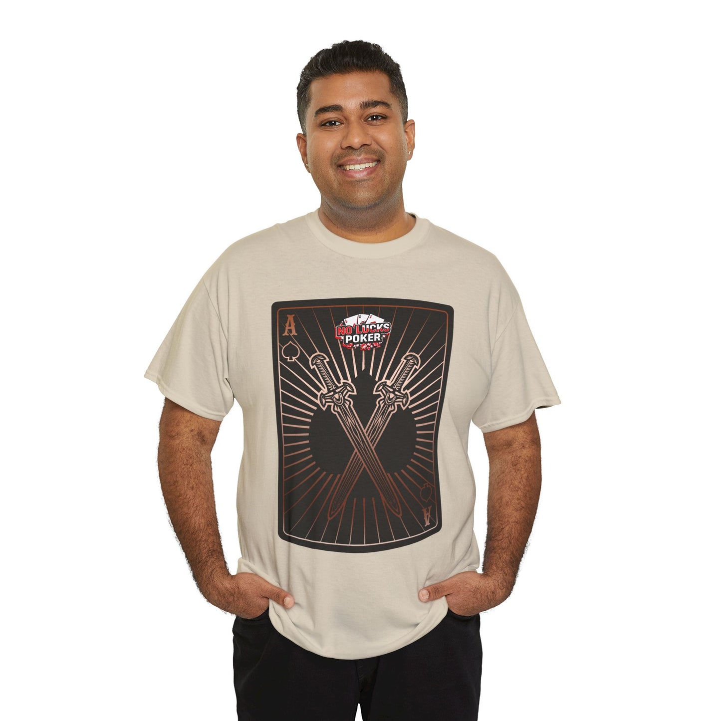 No Lucks Given – Ace of Spades & Crossed Swords Poker T-Shirt (Copper Edition)
