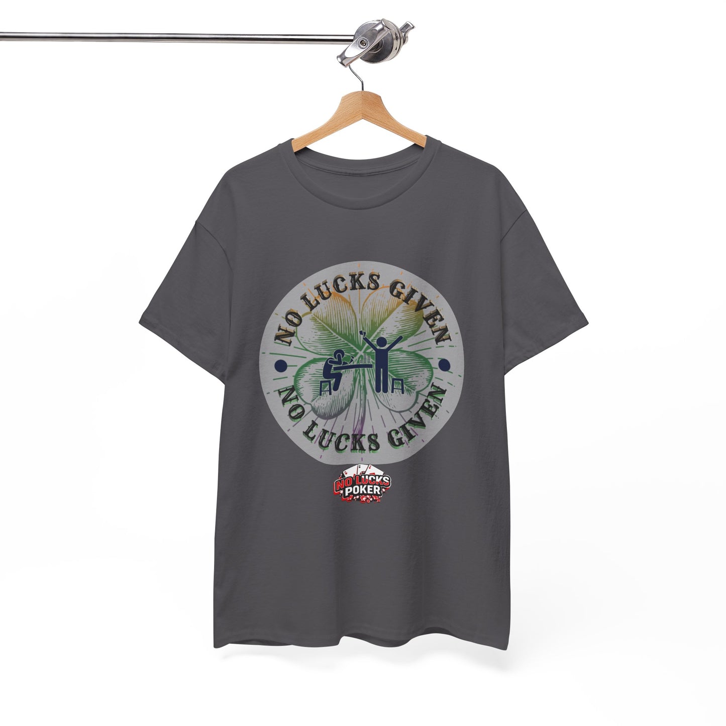 No Lucks Given – Large Clover Poker T-Shirt | Skill Over Luck