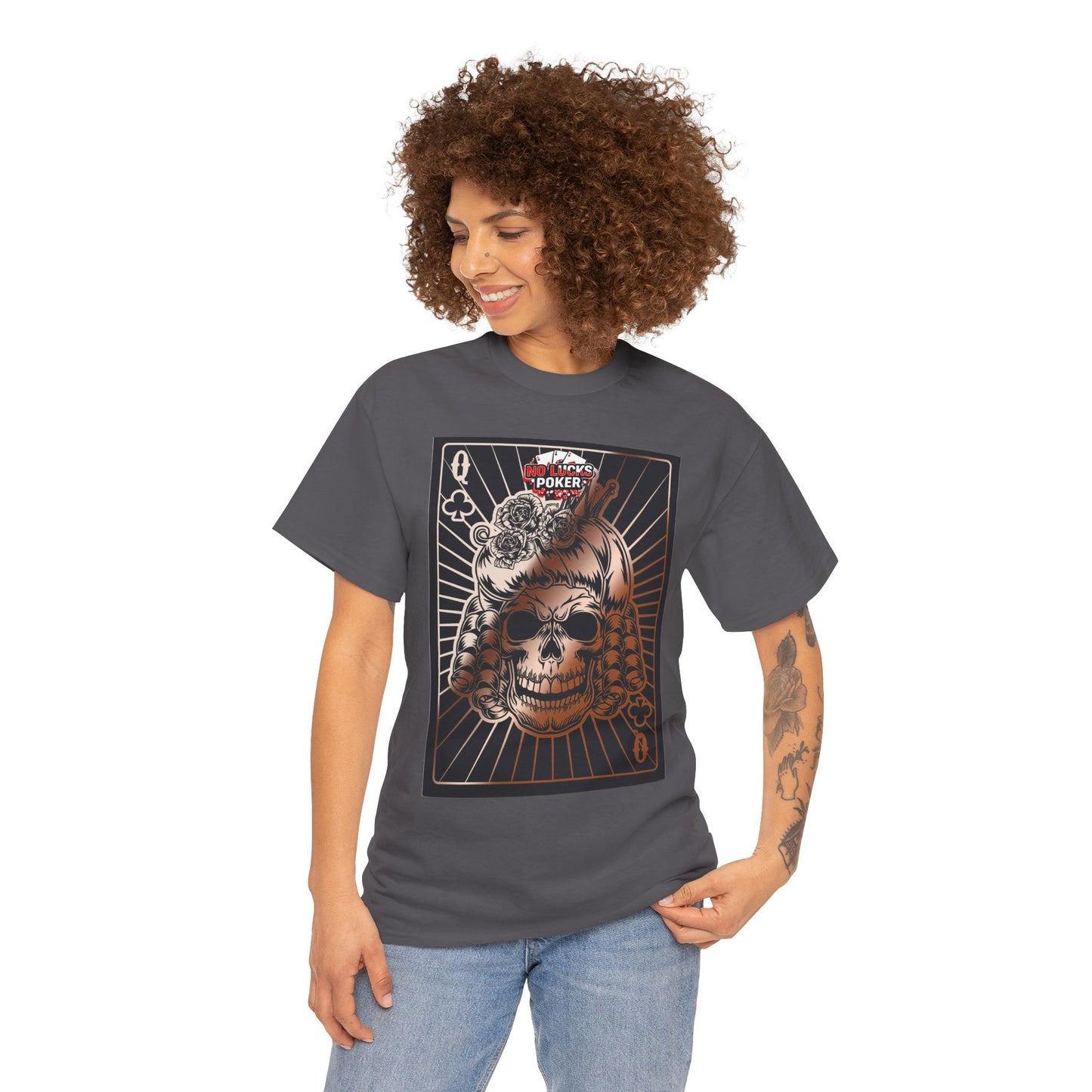 No Lucks Given Angry Queen of Clubs Copper Poker T-Shirt Must have Good Luck All-in