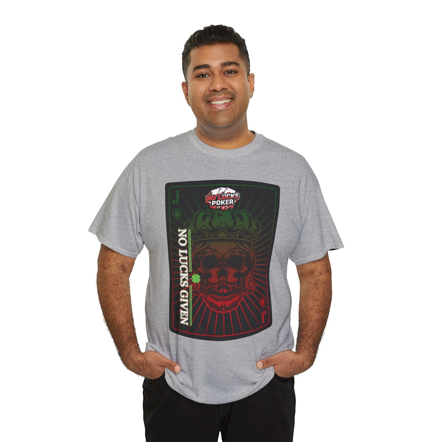 No Lucks Given – Jack Skull Crown Poker Tee (Green & Red Edition)