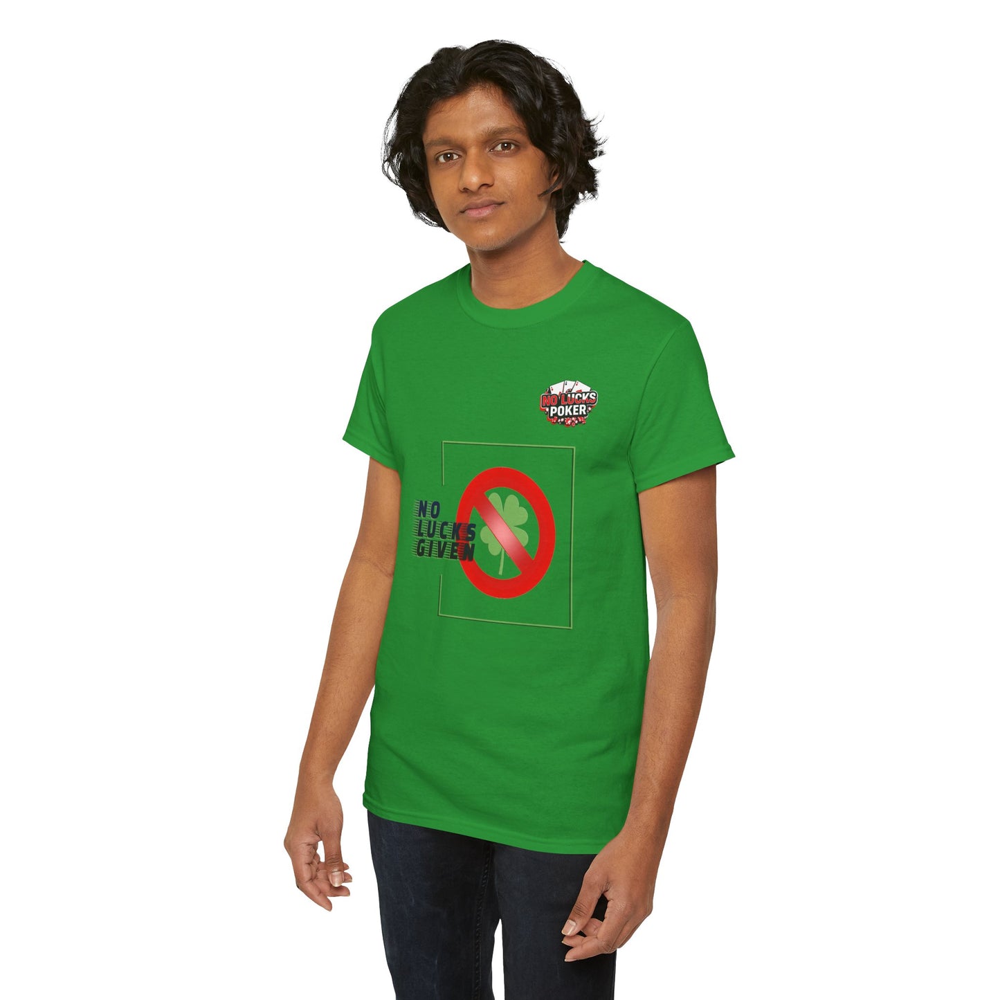 No Lucks Given Large Clover Poker T-Shirt Good Luck All-in