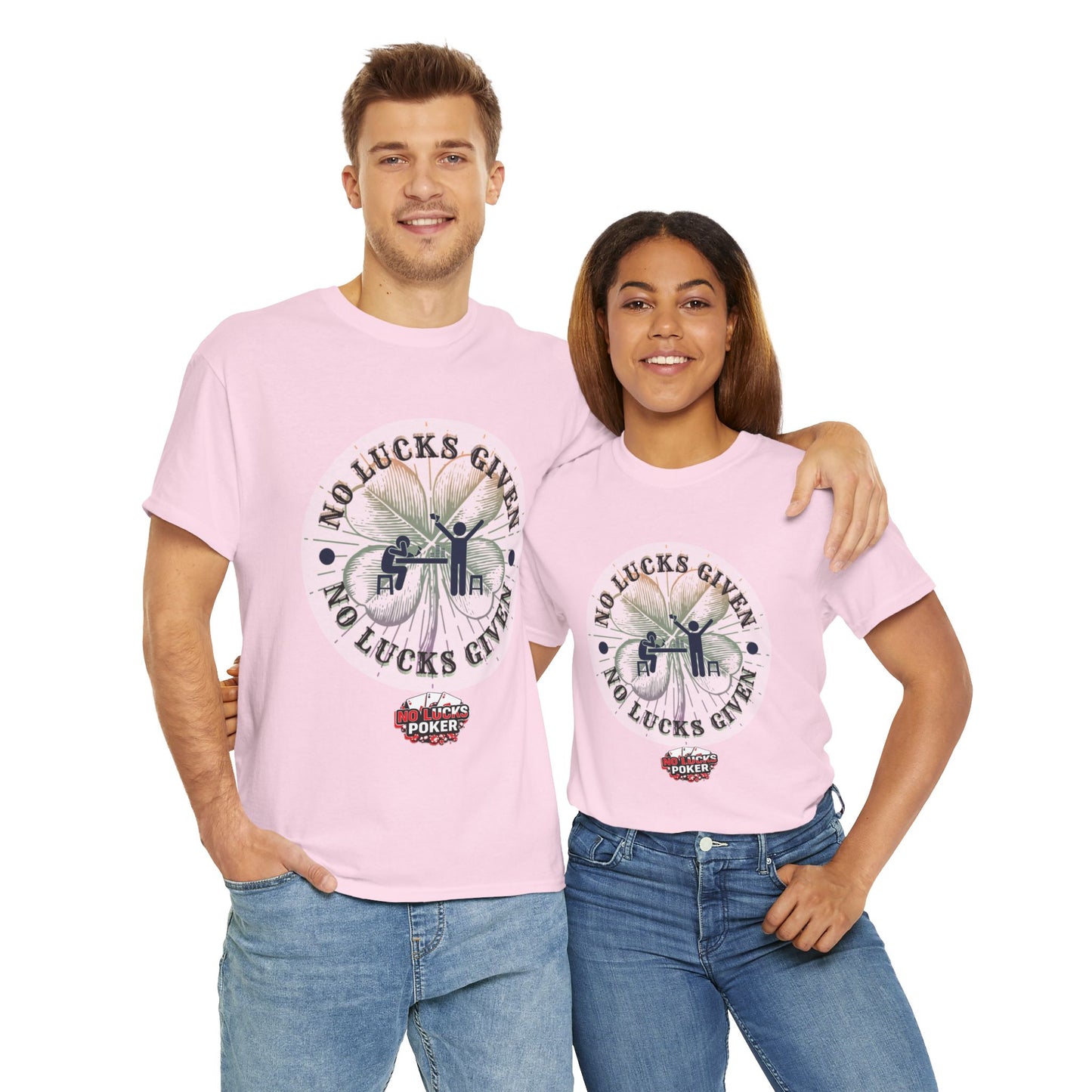 No Lucks Given – Large Clover Poker T-Shirt | Skill Over Luck