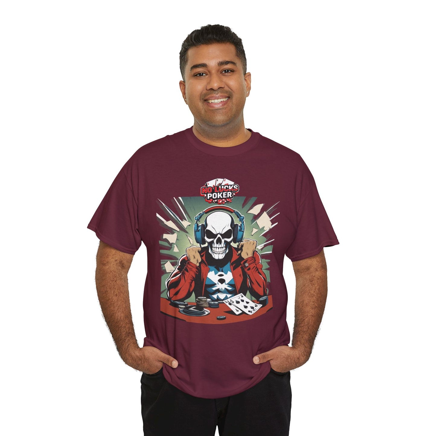 No Lucks Given – Poker Skull w/ Headphones Tee (Hero/Villain Edition)