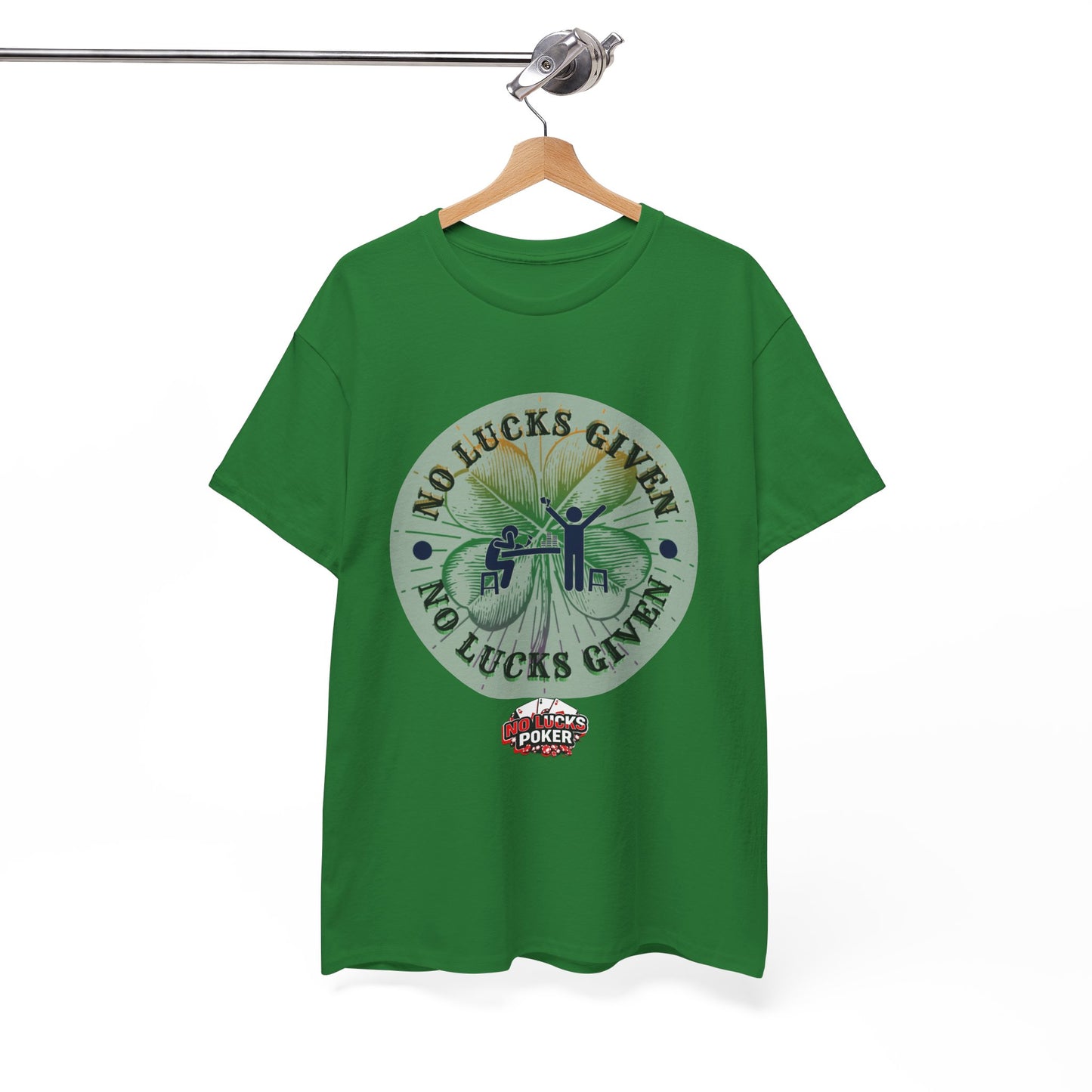 No Lucks Given – Large Clover Poker T-Shirt | Skill Over Luck