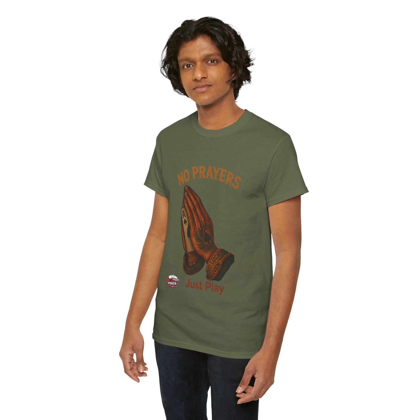No Prayers Just Play Poker T-Shirt | Zero Lucks – Skill Over Superstition