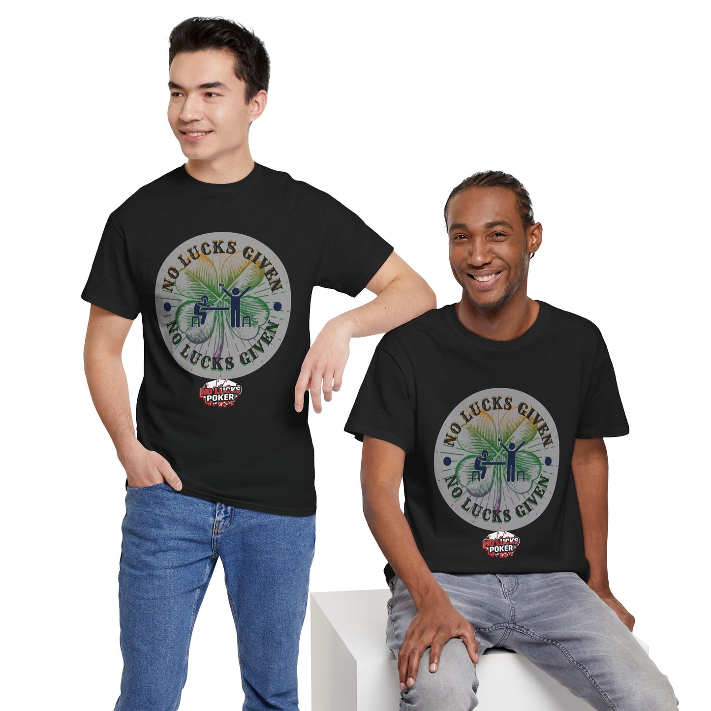 No Lucks Given – Large Clover Poker T-Shirt | Skill Over Luck