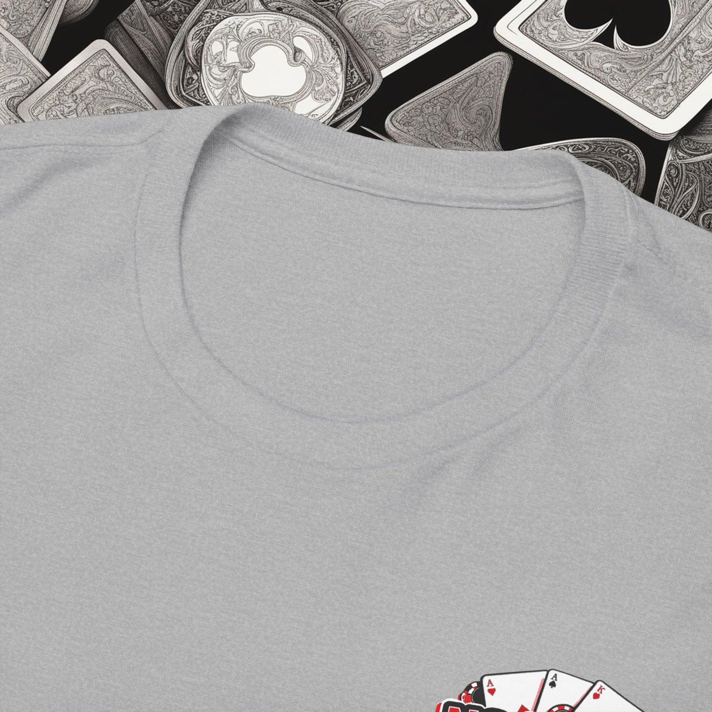 Poker Player with Skull at Poker Table 0 Lucks Given Unisex heavy cotton tee Poker Apparel