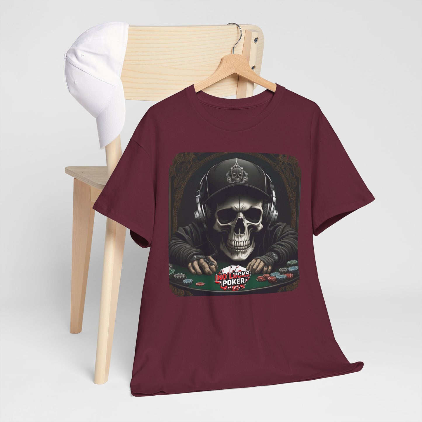 No Lucks Given – Hoodie Skull & Headphones Poker Tee