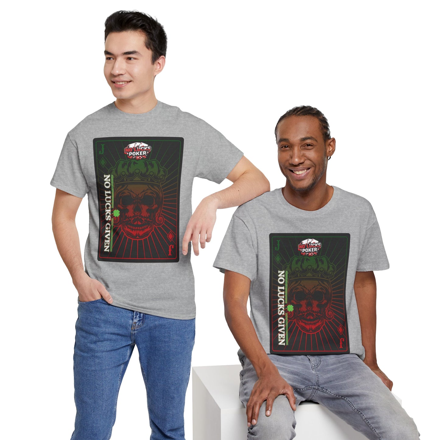 No Lucks Given – Jack Skull Crown Poker Tee (Green & Red Edition)