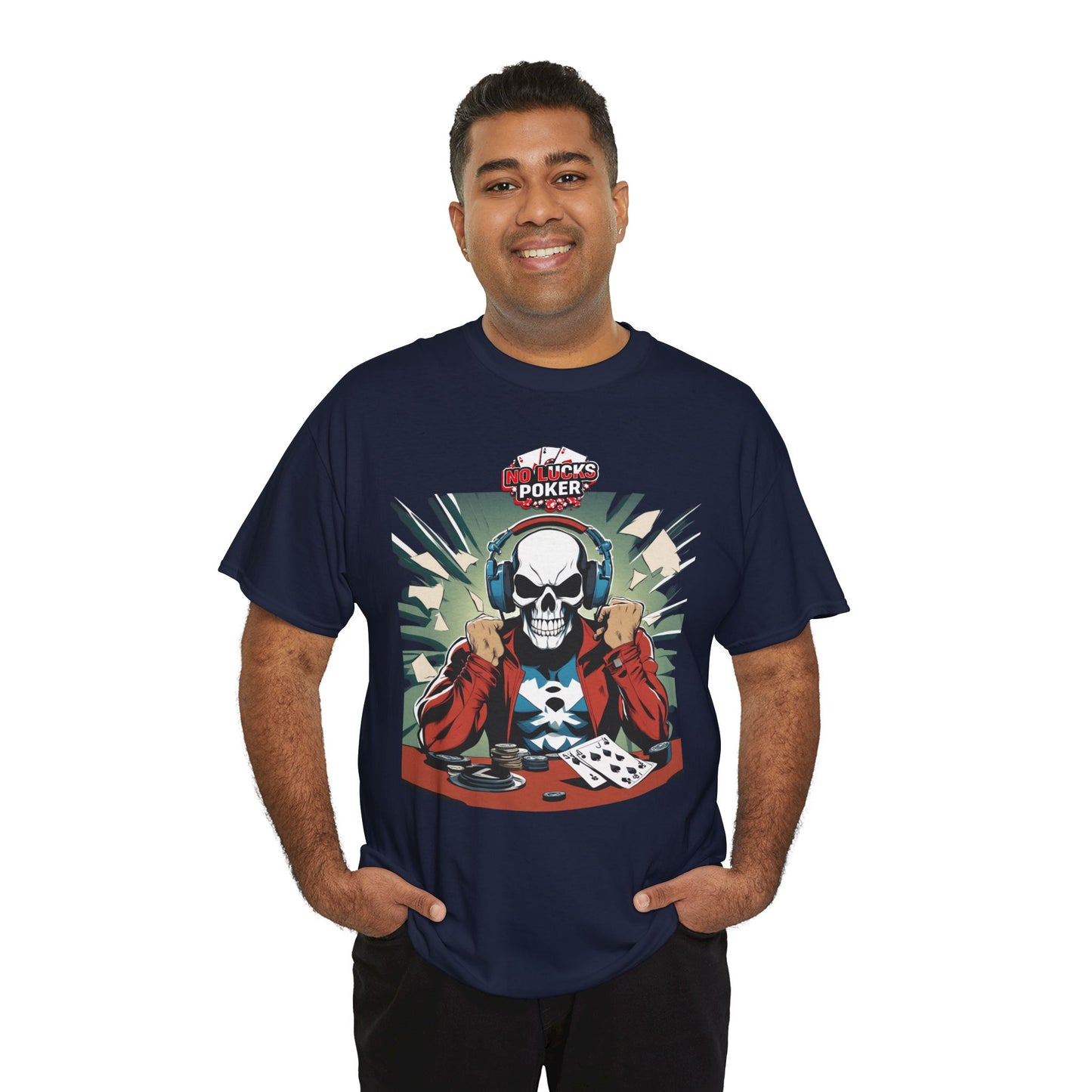 No Lucks Given – Poker Skull w/ Headphones Tee (Hero/Villain Edition)