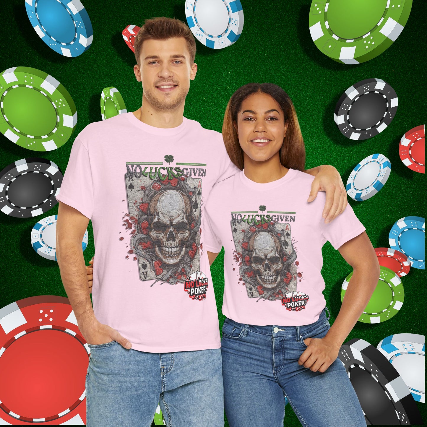 No Lucks Given Skull Breaking thru Ace of Spades T-Shirt Must have Good Luck All-in