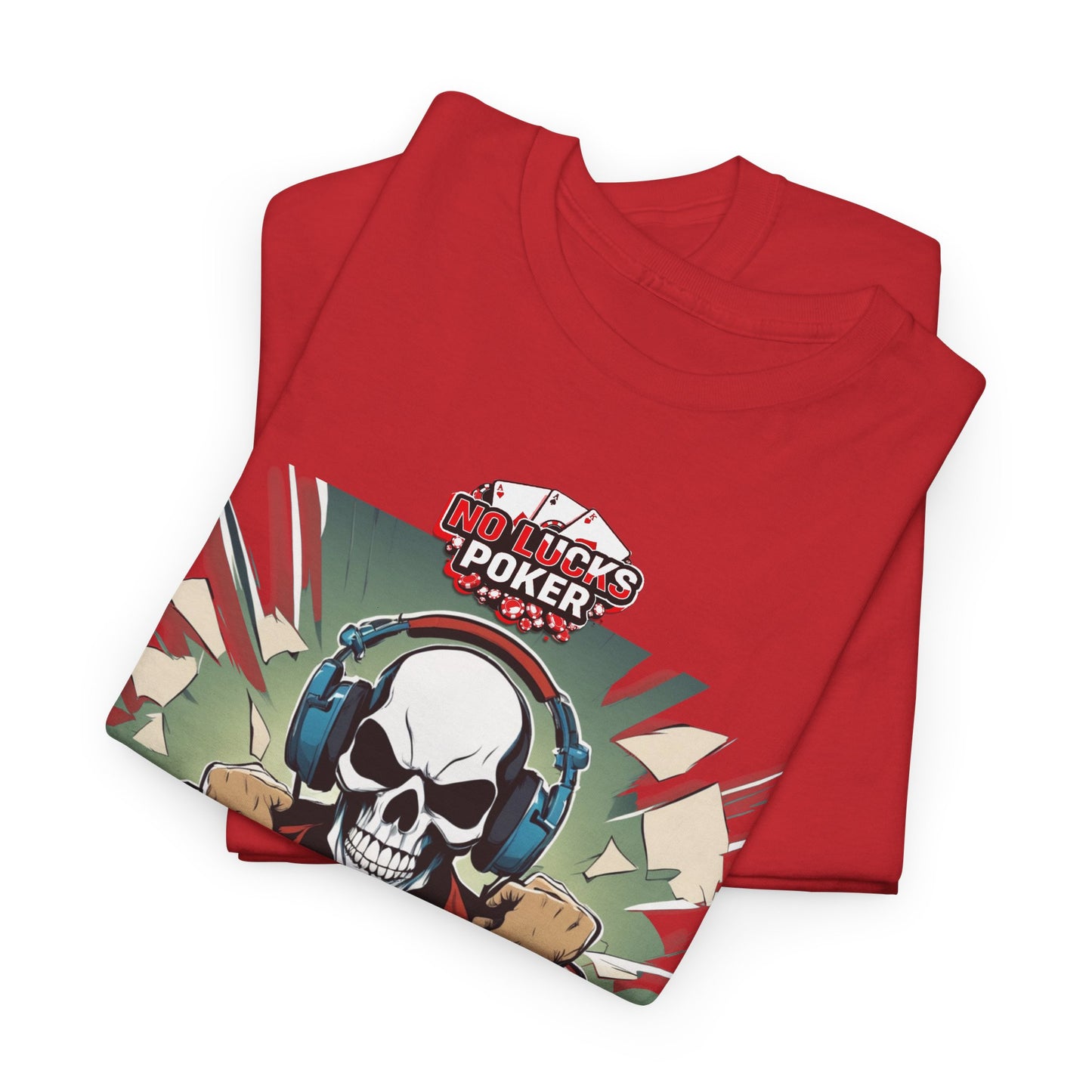 No Lucks Given – Poker Skull w/ Headphones Tee (Hero/Villain Edition)
