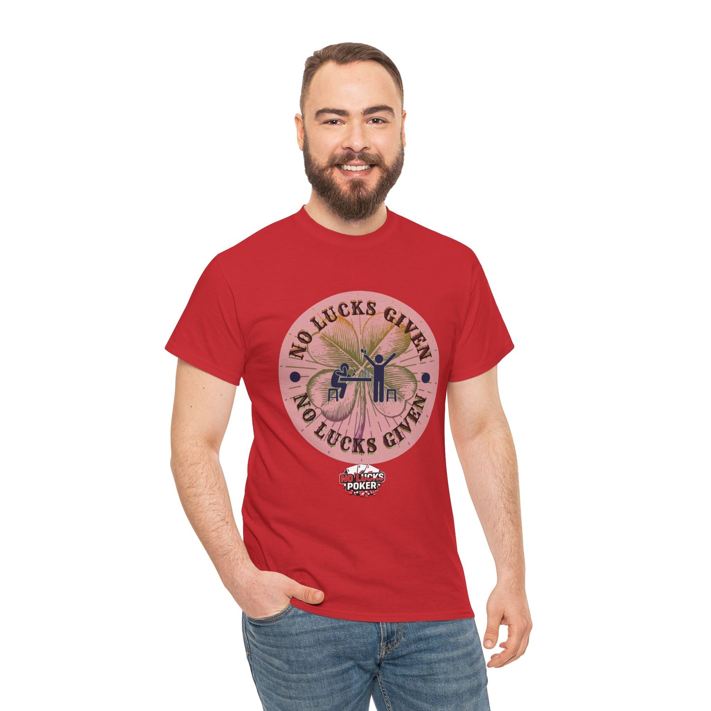 No Lucks Given – Large Clover Poker T-Shirt | Skill Over Luck